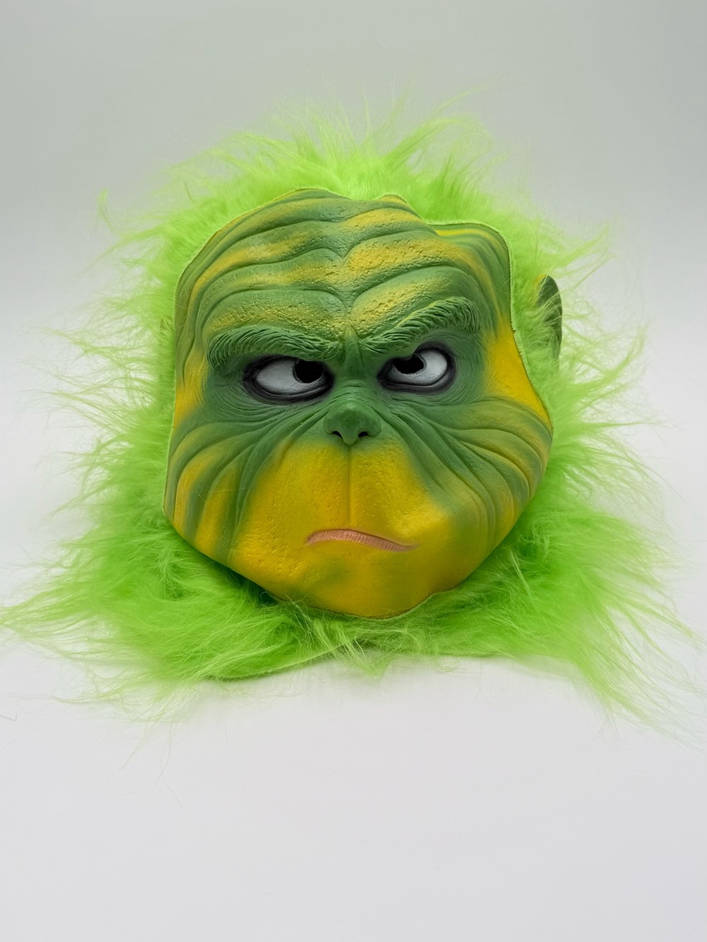 Grinch Style Christmas Mask Green Furry Full Head Holiday Costume